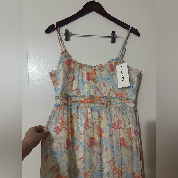 NWT LIKELY RAFFY FLORAL DRESS Ivory / Grey Mult Womens Size 10 - Picture 5 of 11